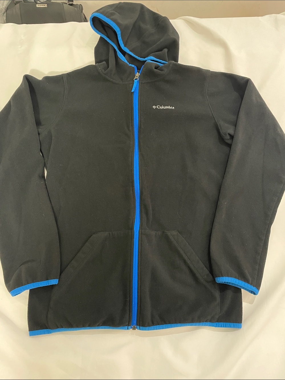 Columbia Black Fleece Jacket with Blue Trim